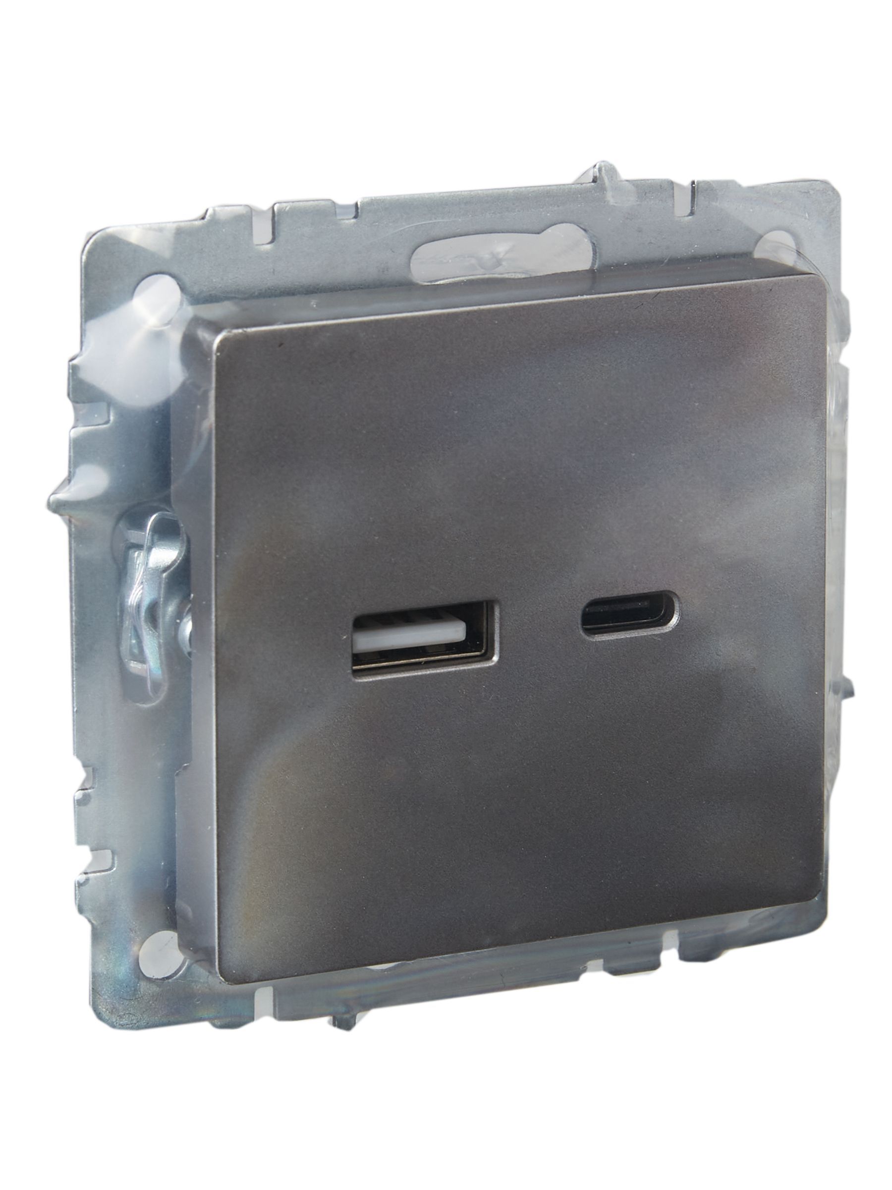 BRITE Розетка USB A+C 18Вт РЮ11-1-БрС сталь IEK - Фото 4