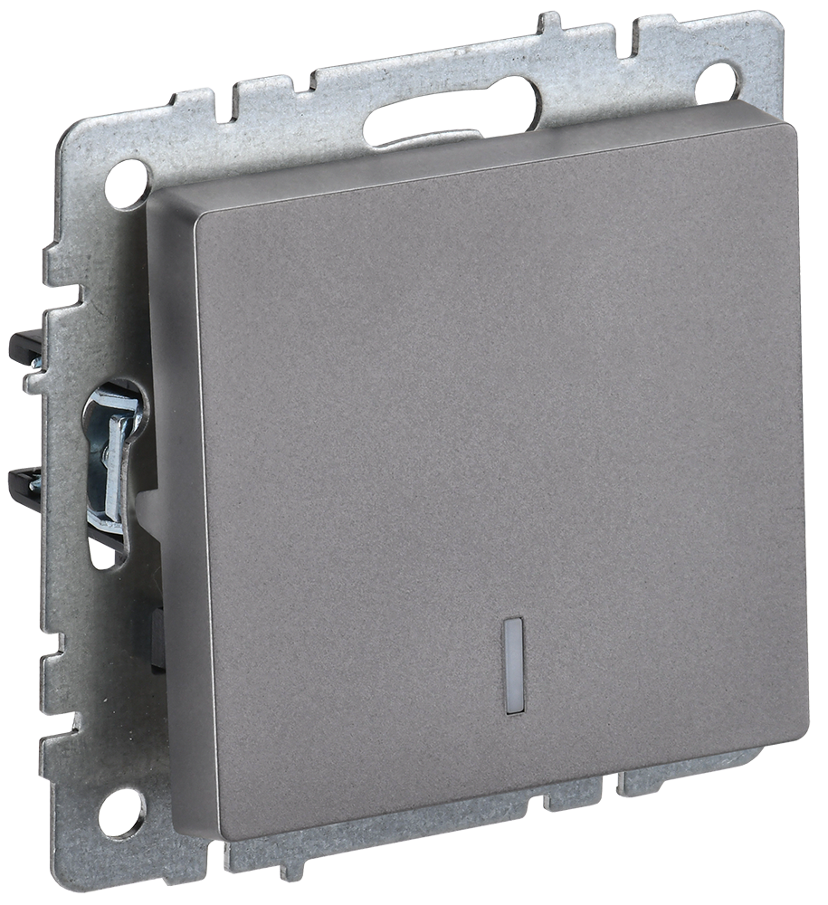 BRITE Выключатель 1-клавишный с индикацией 10А ВС10-1-1-БрС сталь IEK BR-V10-1-10-K46