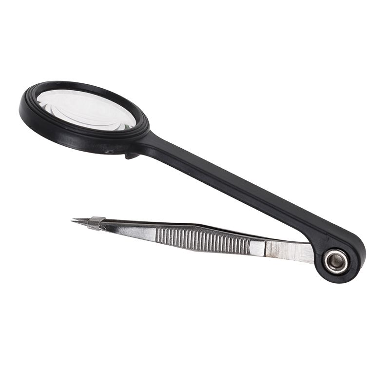 Лупа ручная, увеличение 8х, ø24мм, с пинцетом REXANT 12-0411