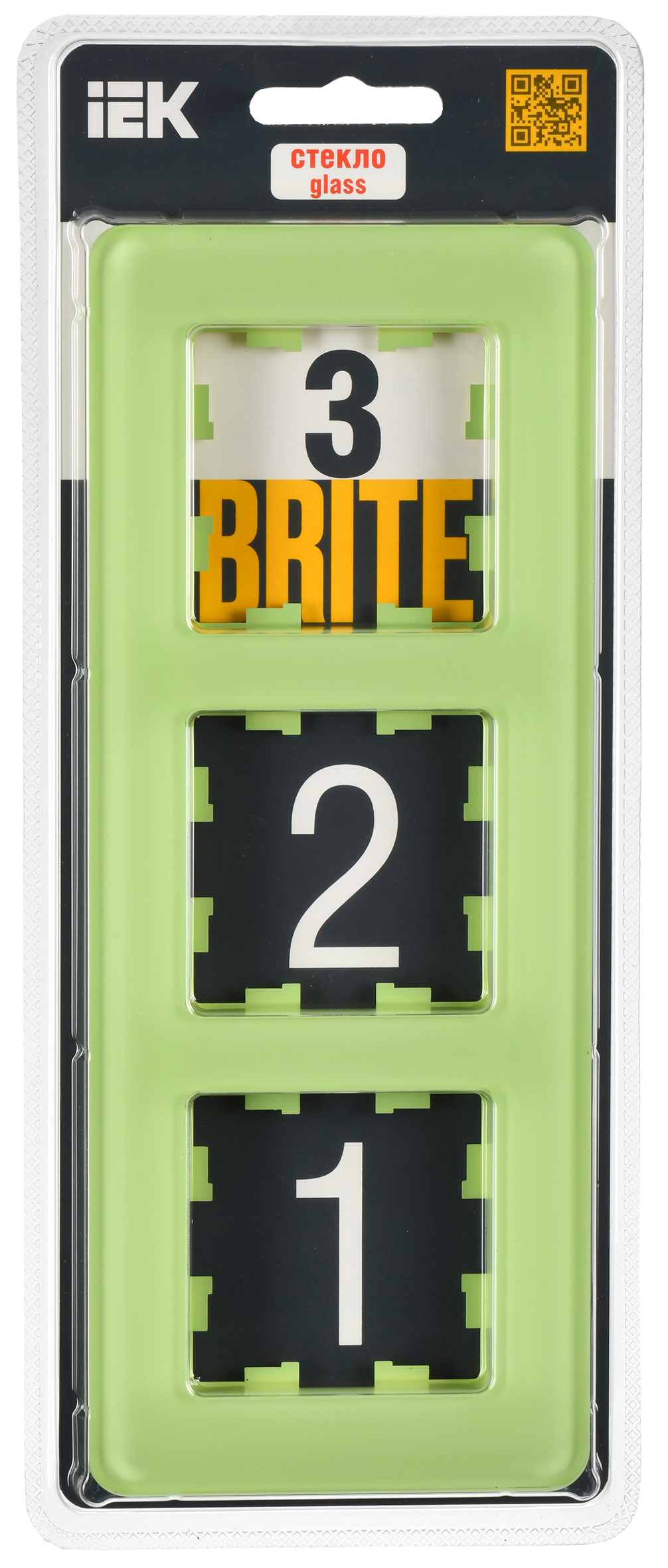 BRITE Рамка 3-местная РУ-3-2-Бр стекло эко грин RE IEK - Фото 2