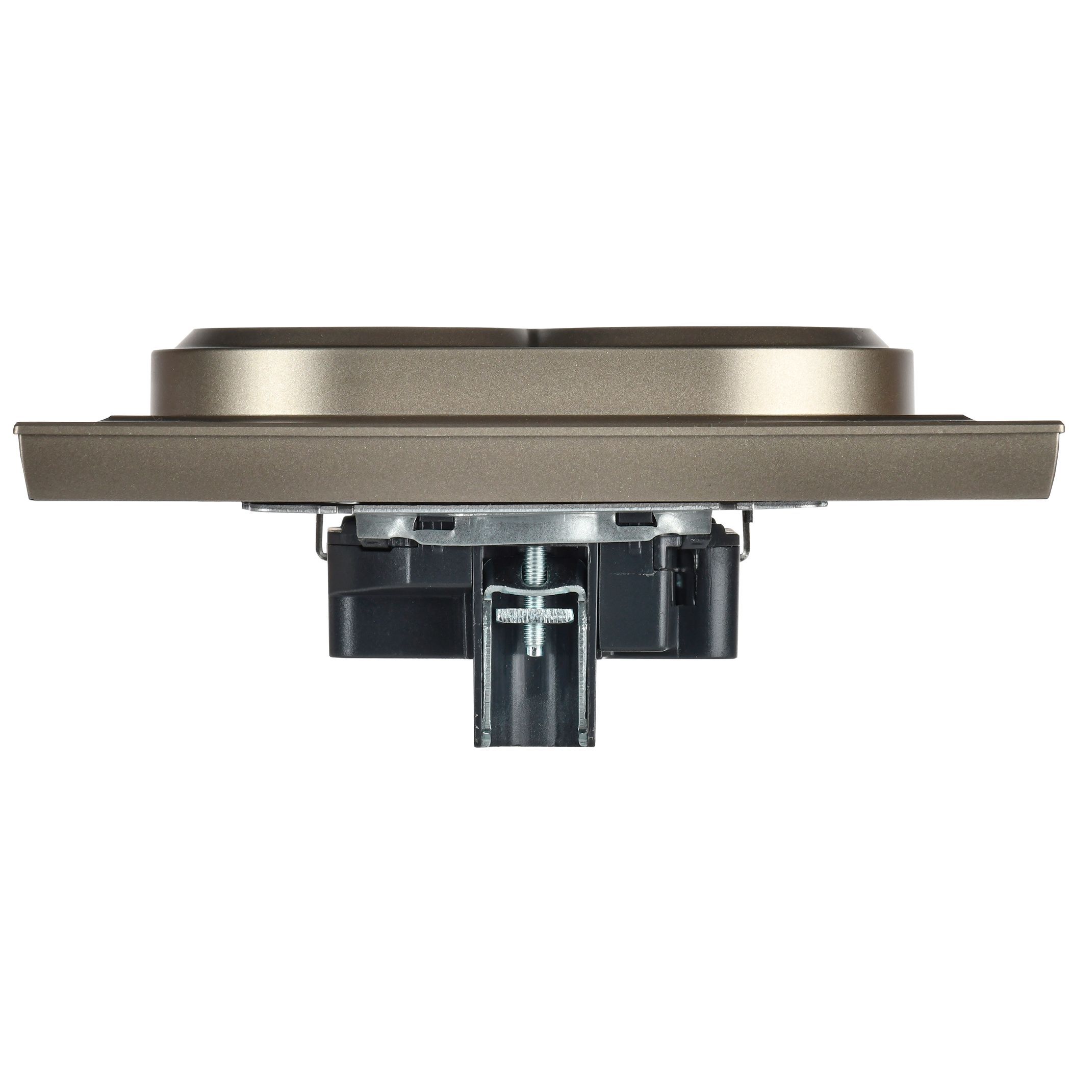 BRITE Розетка 2-местная с заземлением без защитных шторок 16А в сборе РС12-3-БрШ шампань IEK - Фото 2