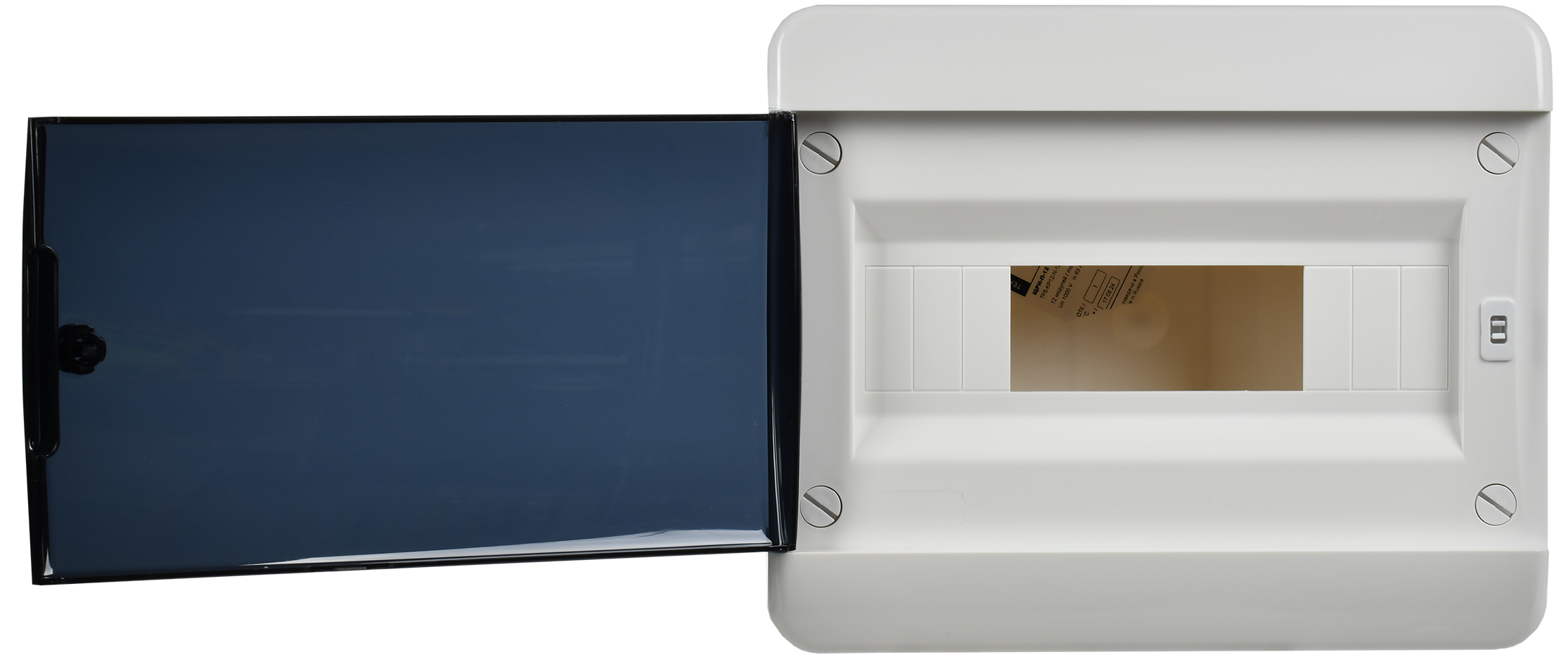 TEKFOR Корпус пластиковый БЕЛЫЙ ЩРН-П-12, IP41 черная прозрачная дверь IEK - Фото 4