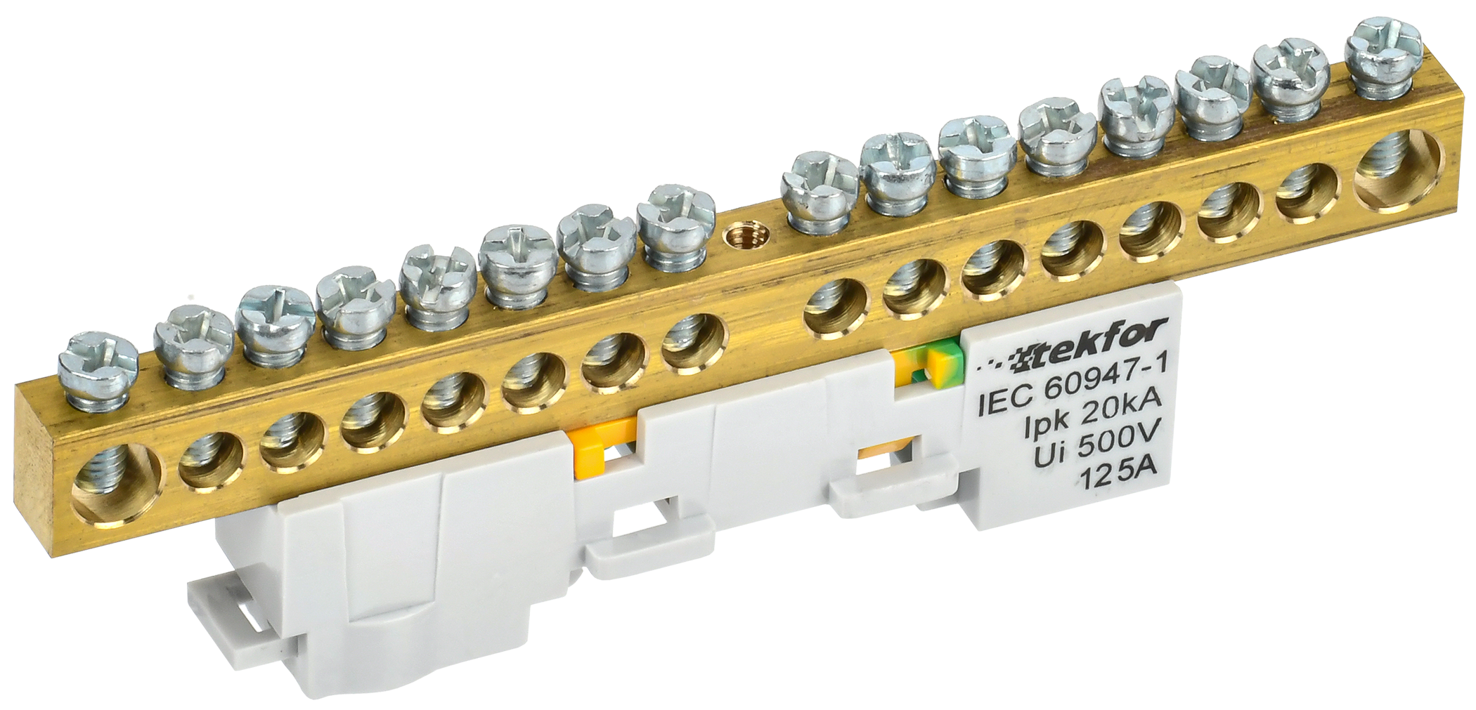 TEKFOR Шина PE "земля" неизолированная на универсальном держателе 8х12-16-Ж IEK