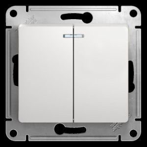 Выключатель 2-кл. СП Glossa 10А IP20 (сх. 5а) 10AX с подсветкой механизм бел. SE GSL000153 275160