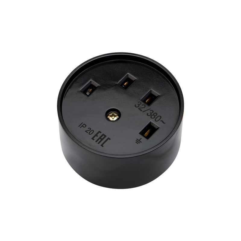 Розетка РШ для электрической плиты 32А, 380В, 3Р+РЕ (ОУ) черная REXANT 11-8525