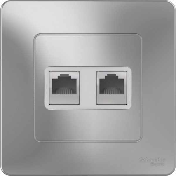 Розетка компьютерная 2-м СП Blanca RJ45 кат.5E алюм. SE BLNIS045453 - Фото 3