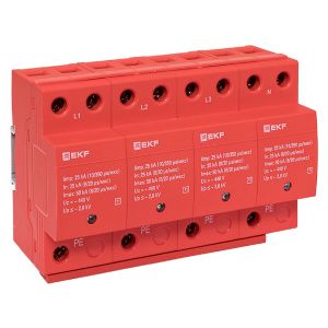 УЗИП Класс 1 Iimp 25kA (10/350μs) 4P EKF spd-t1-4p