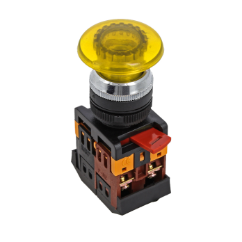Кнопка AELA-22 желтая с подсветкой NO+NC 380В Грибок EKF