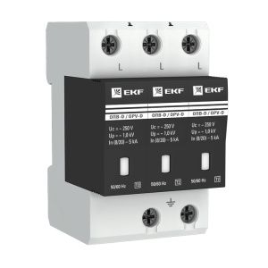 Ограничитель импульсных напряжений ОПВ-D/3P In 5кА 275В с сигн. EKF opv-d3