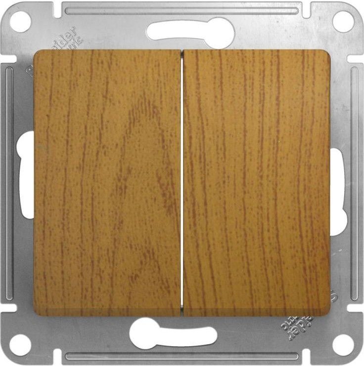 Выключатель 2-кл. СП Glossa 10А IP20 (сх. 5) 10AX механизм дерево дуб SE GSL000551