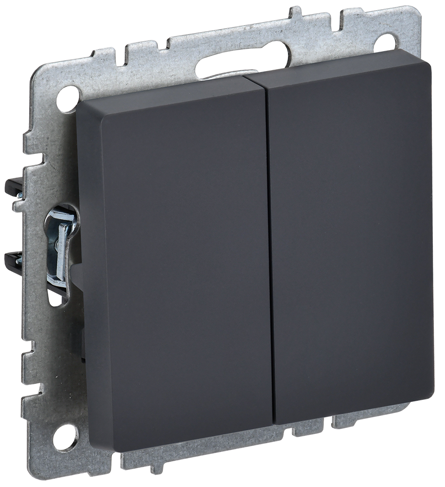 BRITE Выключатель 2-клавишный проходной 10А ВС10-2-6-БрГ графит IEK BR-V22-0-10-K53