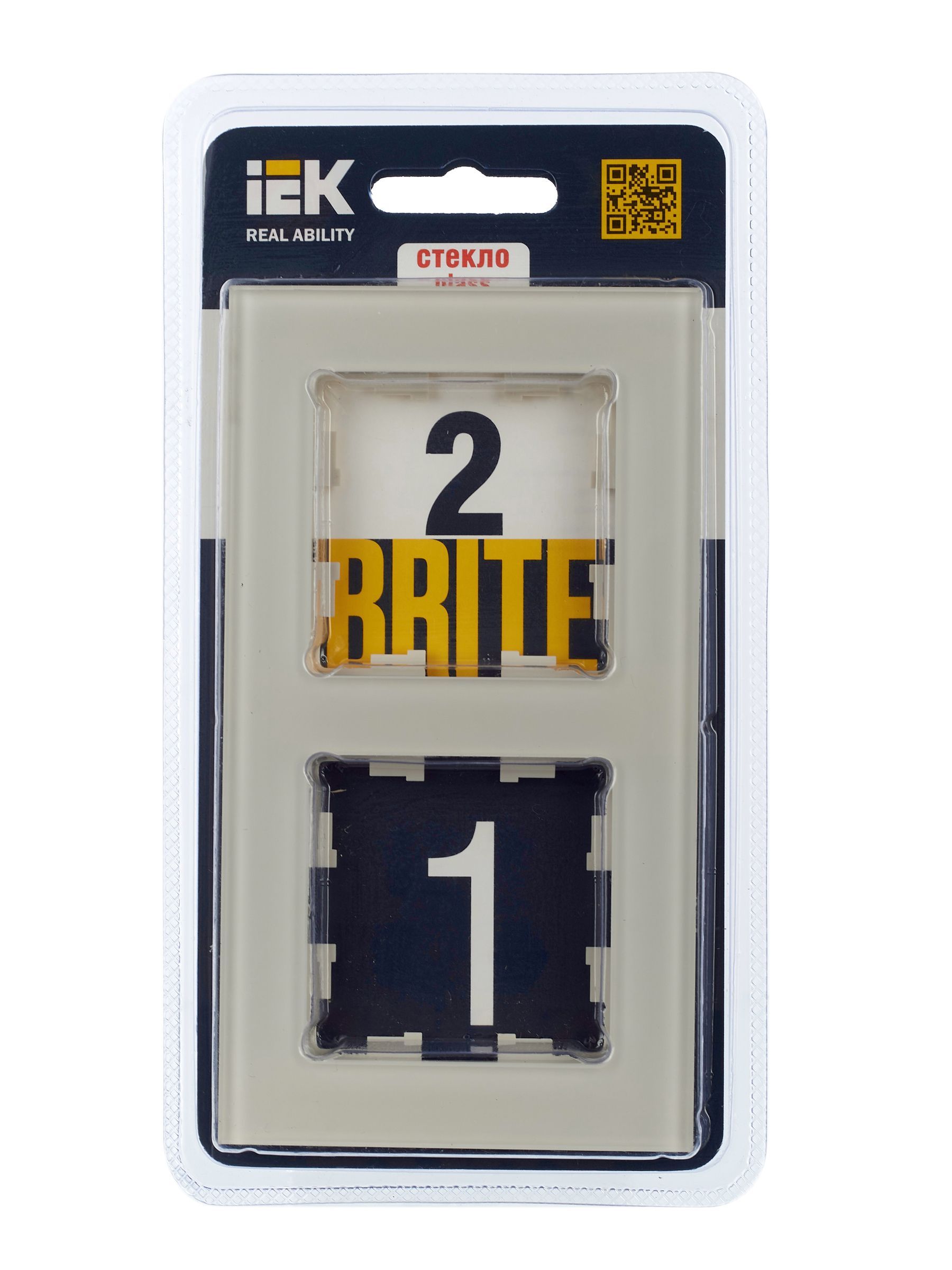 BRITE Рамка 2 -местная РУ-2-2-БрВа стекло ванильный IEK - Фото 6