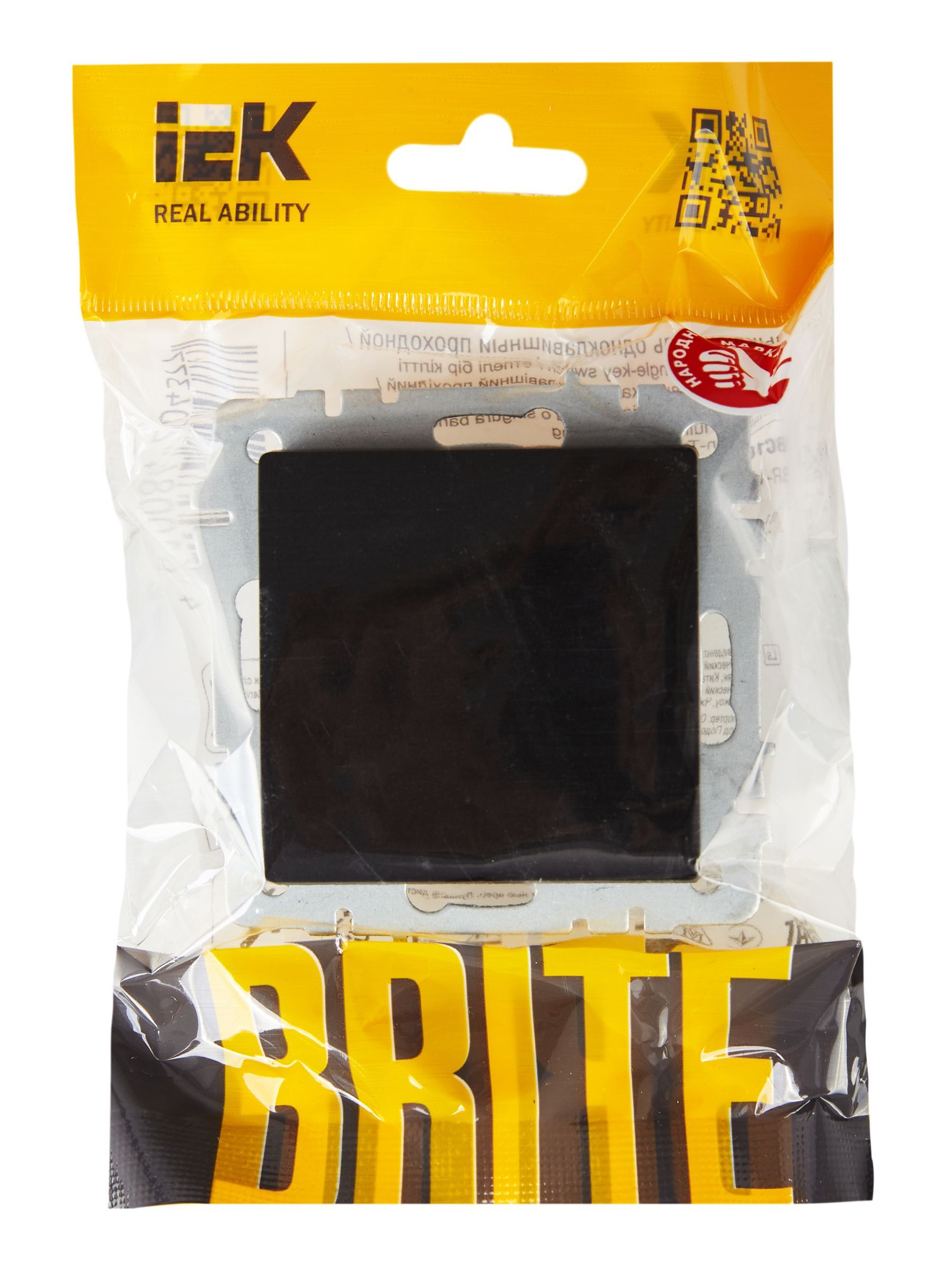 BRITE Выключатель 1-клавишный проходной 10А ВС10-1-6-БрЧ черный IEK - Фото 2