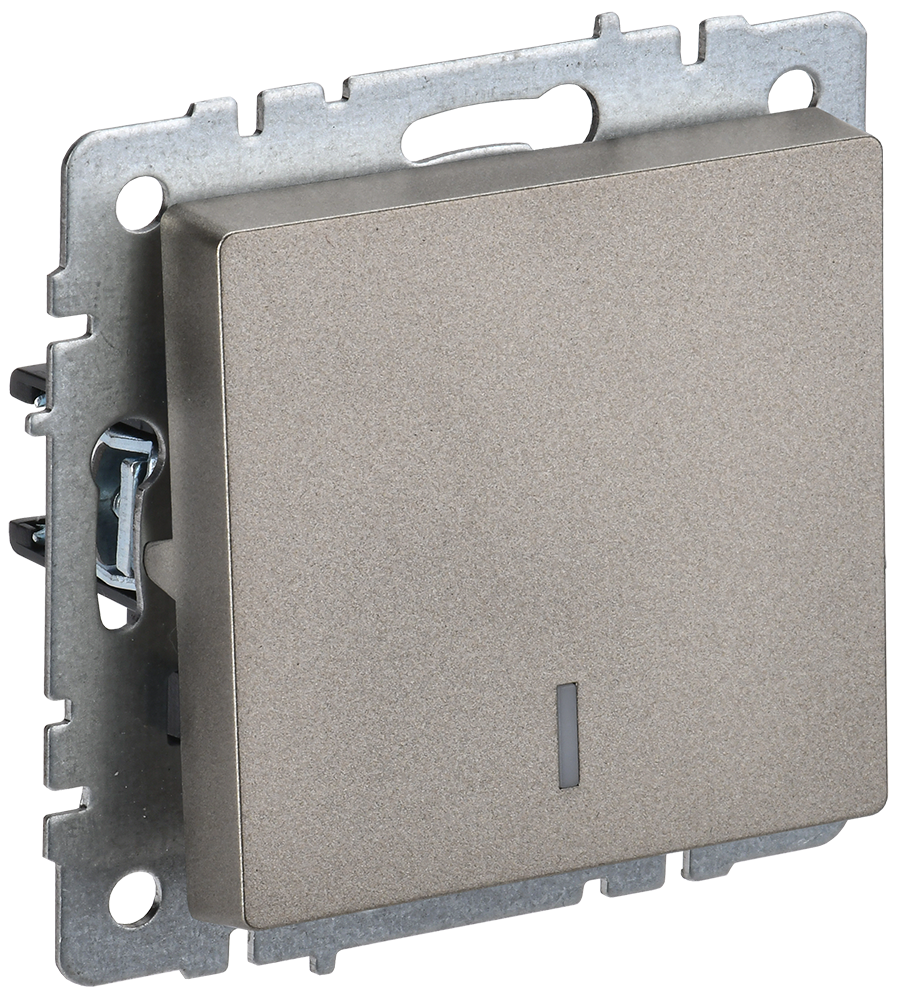 BRITE Выключатель 1-клавишный проходной с индикацией 10А ВС10-1-7-БрШ шампань IEK BR-V12-1-10-K37