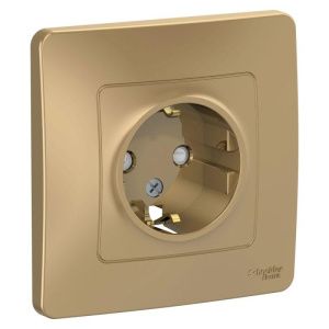 Розетка 1-м СП Blanca 16А IP20 250В с заземл. защ. шторки титан SE BLNRS001114 1210355