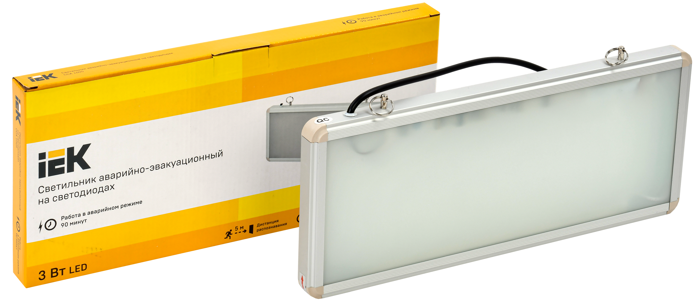 LIGHTING Светильник аварийный ССА1005 на светодиодах 3Вт 1,5ч односторонний без наклейки IEK - Фото 3