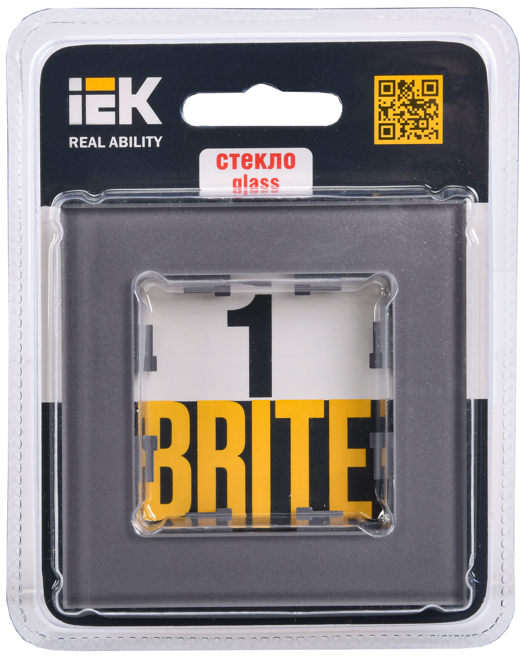 BRITE Рамка 1 -местная РУ-1-2-БрСе стекло серый IEK - Фото 2