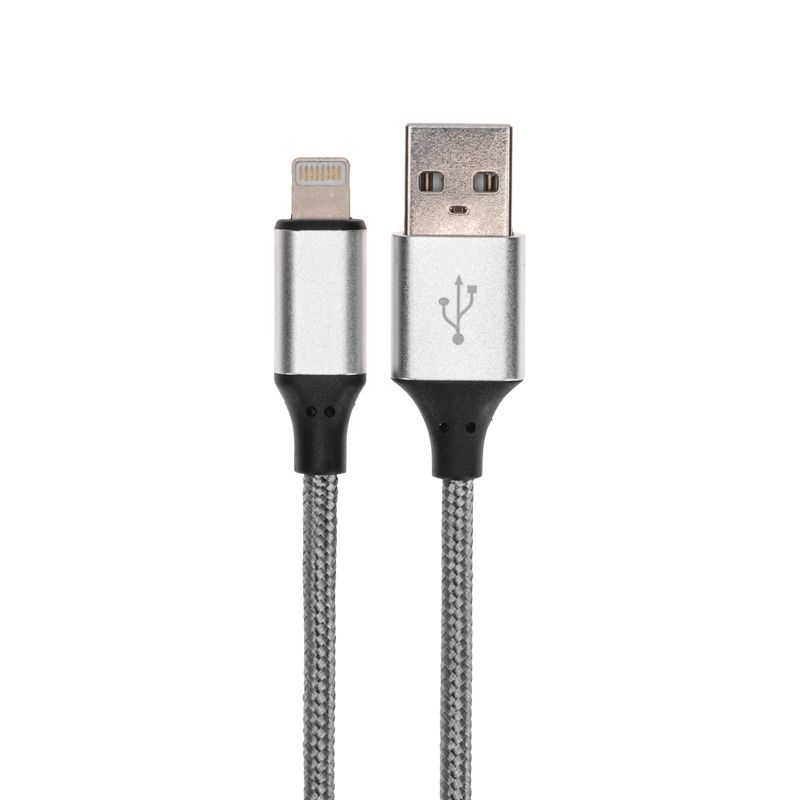 Кабель USB-A – Lightning для Apple, 2,4А, 1м, нейлон, серый REXANT 18-4245