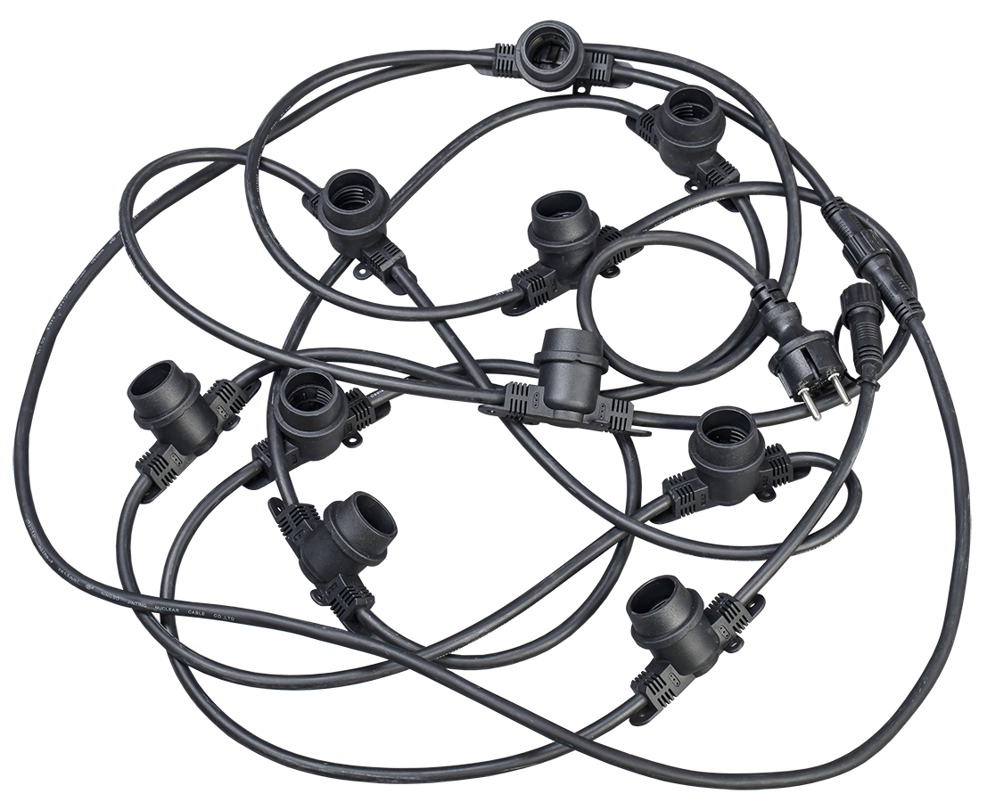 LIGHTING Гирлянда белт-лайт 3м 10 патронов E27 без ламп IP65 черный шнур 2м 230В транзит IEK LGDU601-0-010-03-B-S-65