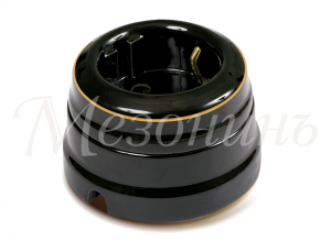 Розетка ретро фарфоровая двухполюсная с з/к,  в комплекте с подъемной рамкой 16А 250В, цвет -  золот GE70301-53