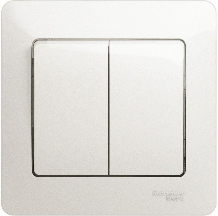 Выключатель 2-кл. СП Glossa 10А IP20 (сх. 5) 10AX в сборе перламутр. SE GSL000652