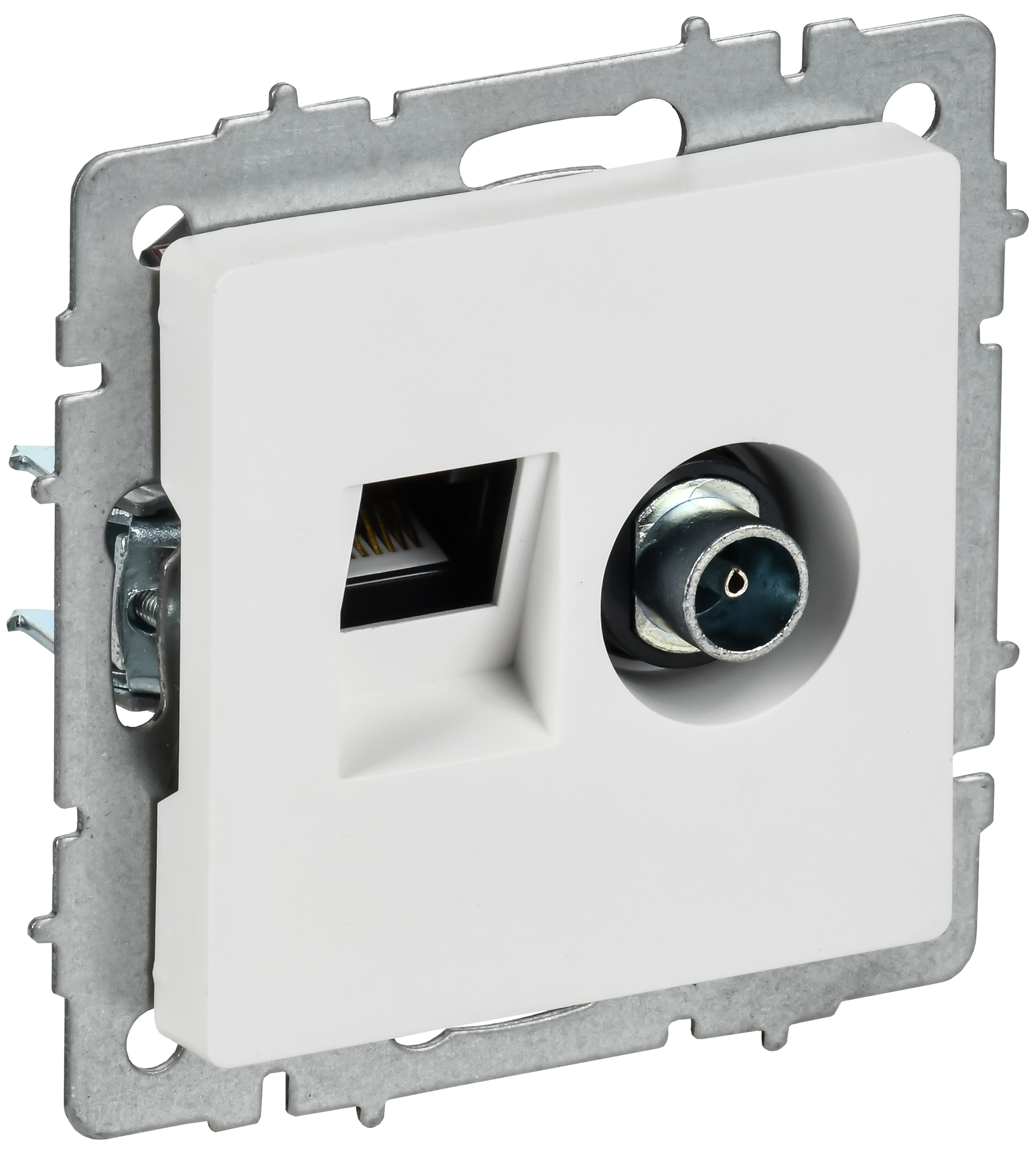 BRITE Розетка двойная TV+RJ45 кат.5E РТВ/РК12-БрАБ арктический белый IEK BR-AK20-1-K91