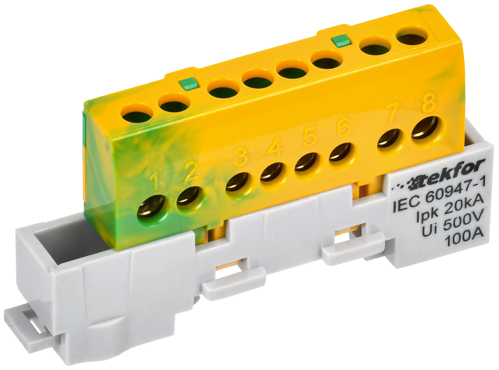 TEKFOR Шина PE "земля" изолированная на универсальном держателе 6х9-8-ЖЗ IEK TF-NN10-08-KL-K52