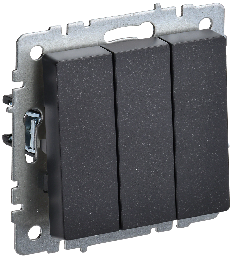 BRITE Выключатель 3-клавишный 10А ВС10-3-0-БрЧ черный IEK BR-V30-0-10-K02