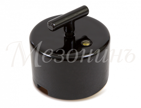 Выключатель ретро фарфоровый поворотный на четыре положения, коллекция "CILINDRO" цвет - черный,  ТМ