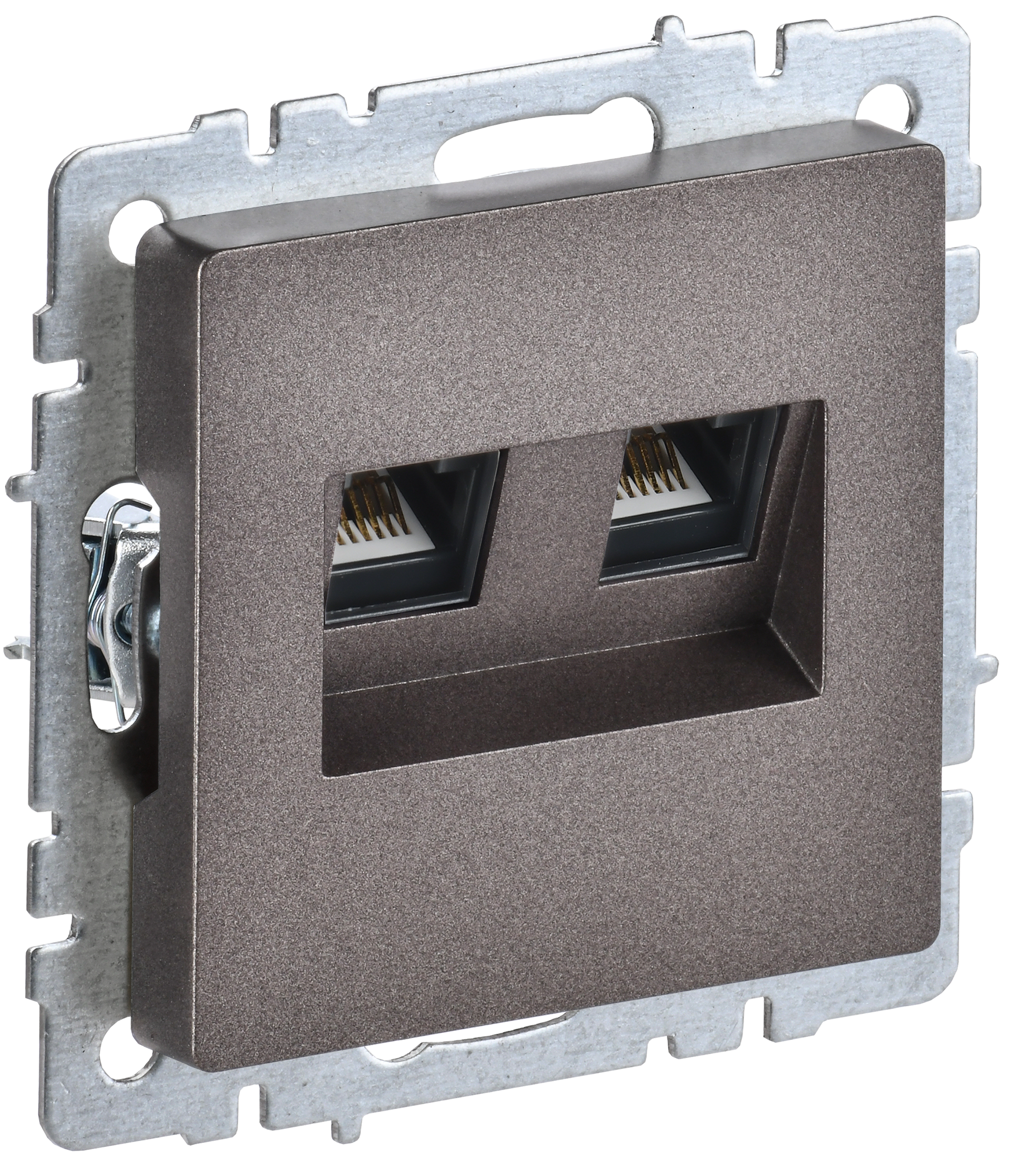 BRITE Розетка двойная RJ11+RJ45 кат.5E РК/Т12-БрТБ темная бронза IEK