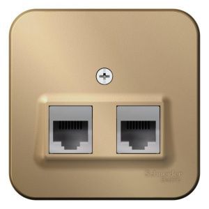 Розетка компьютерная + телефонная 2-м ОП Blanca RJ45 кат.5E + RJ11 с изолир. пластиной титан SE BLNIA045114 1210607