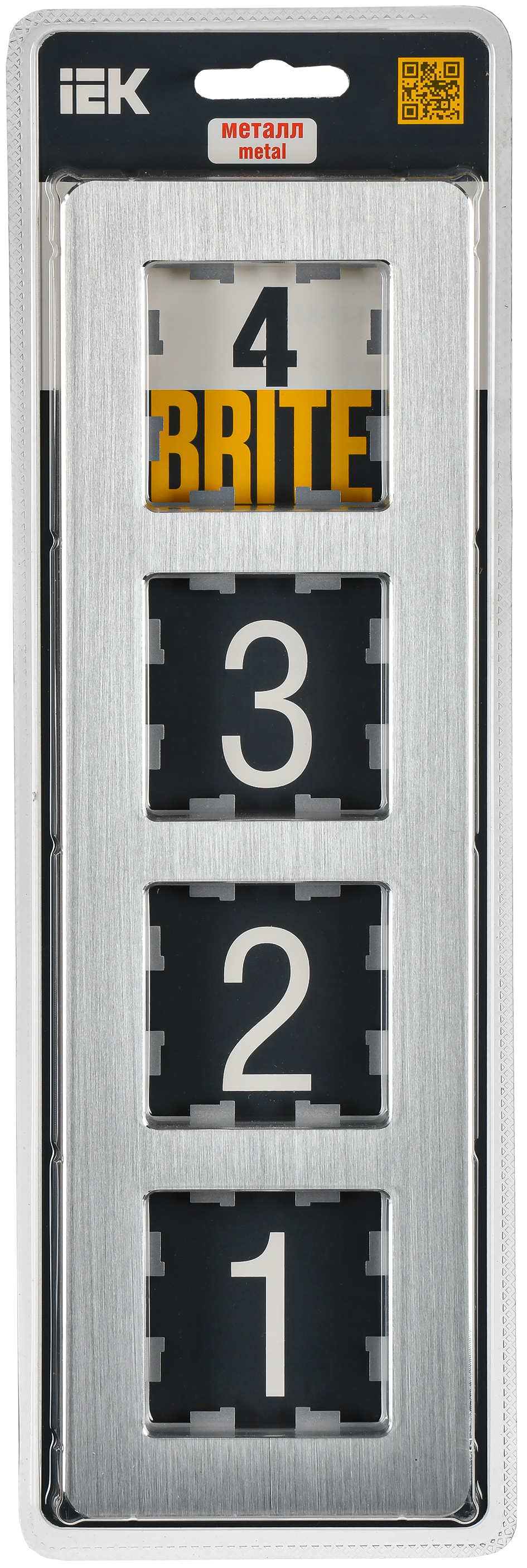 BRITE Рамка 4-местная РУ-4-1-Бр металл алюминий RE AL IEK - Фото 2