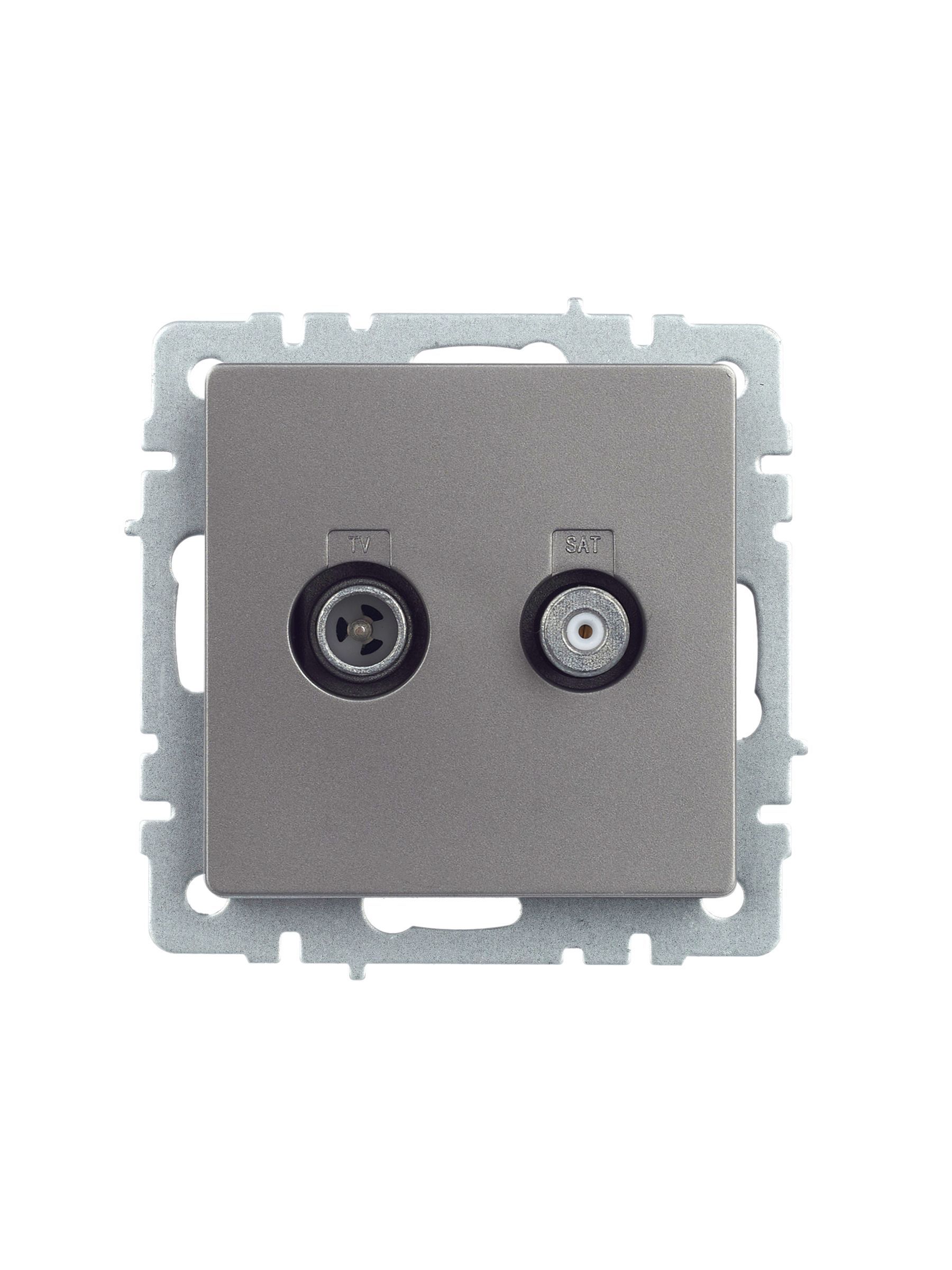 BRITE Розетка двойная TV+SAT РТВ/РСп12-БрС сталь IEK - Фото 2