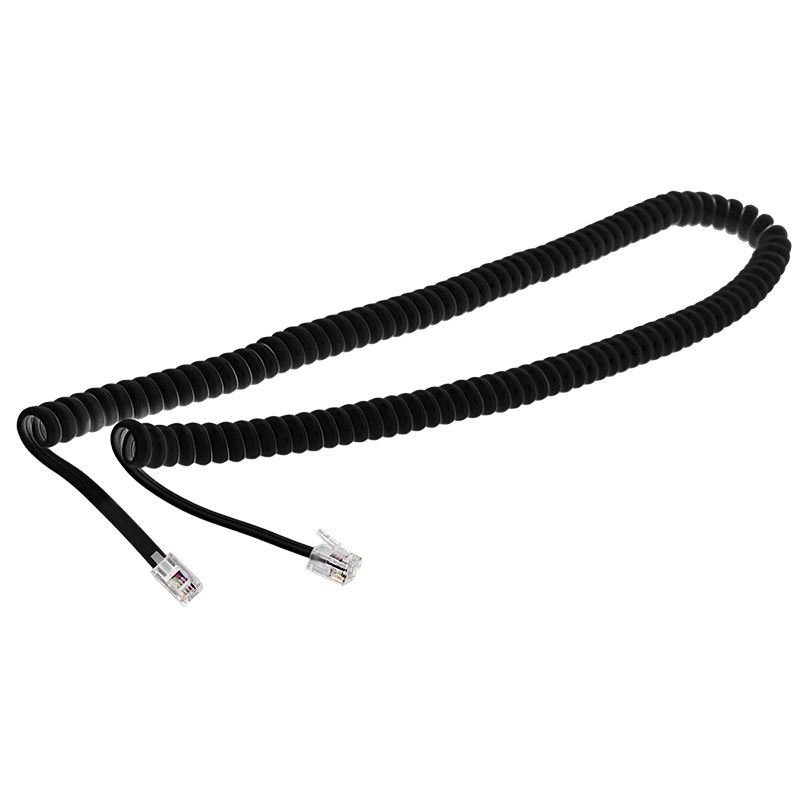 Шнур для телефонной трубки, витой RJ-10 (4P-4C), 2м, черный REXANT 18-2023