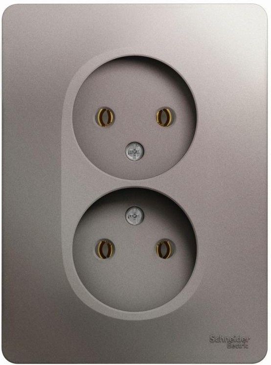 Розетка 2-м СП Glossa 16А IP20 250В без заземл. в сборе платина SE GSL001220