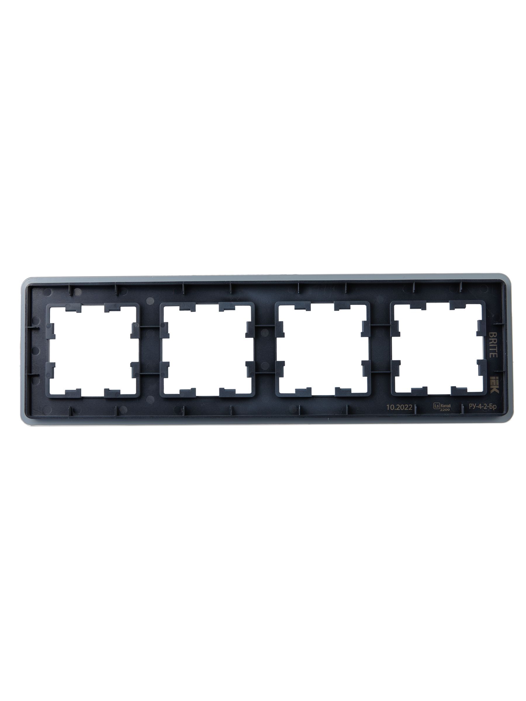 BRITE Рамка 4-местная РУ-4-2-Бр стекло графит RE IEK - Фото 5