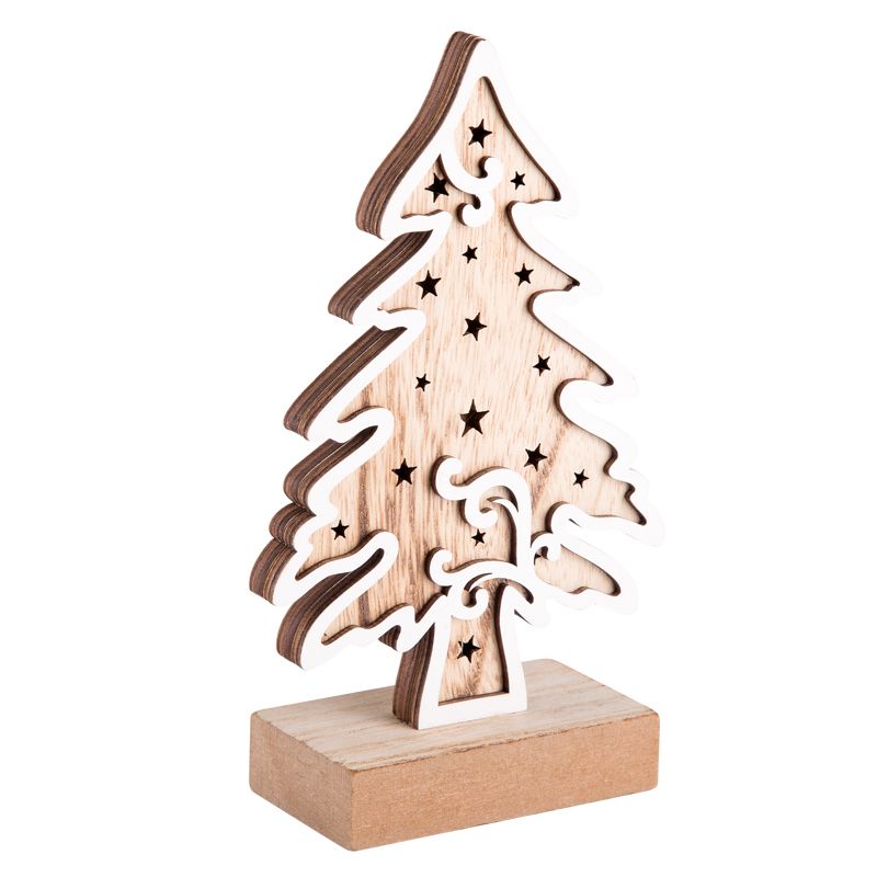 Деревянная фигурка с подсветкой Елочка 11,5x5x19 см - Фото 5