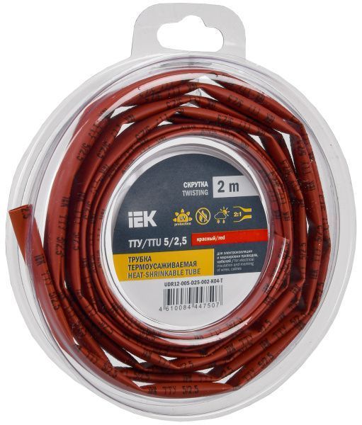 Трубка термоусадочная ТТУ нг-LS 5/2,5 красная (2м/упак) IEK UDR12-005-D25-002-K04-T