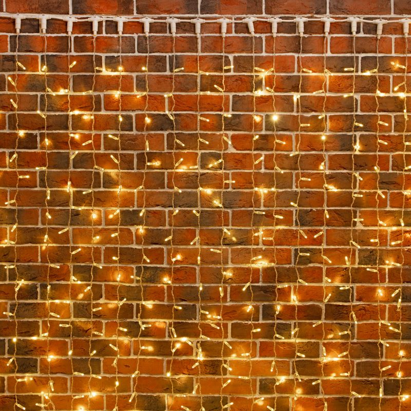 Гирлянда светодиодная Занавес 2х9м 1200 LED ТЕПЛЫЙ БЕЛЫЙ прозрачный ПВХ IP65 эффект мерцания соединяется 230В нужен блок 303-500-1 NEON-NIGHT - Фото 2