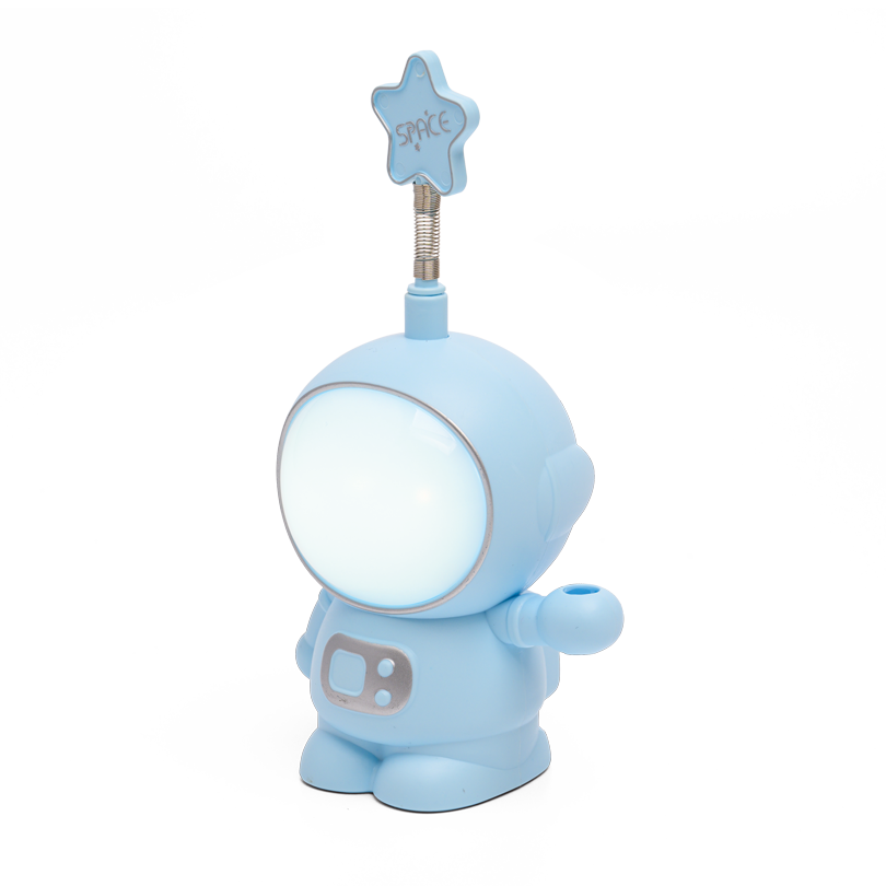 Детский ночник LUMIN'ARTE TL03 теплый белый +RGB КОСМОНАВТ голубой + точилка, аккумуляторный, USB-кабель, 190х90х70 TL03
