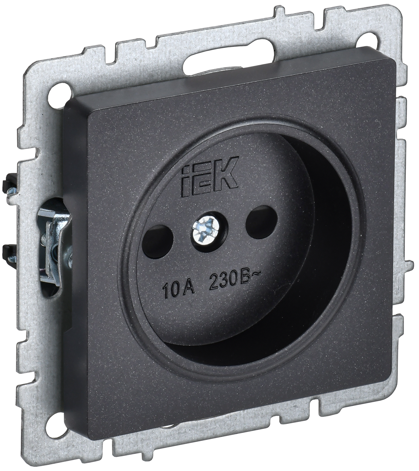BRITE Розетка 1-местная без заземления с защитными шторками 10А РСш10-2-БрЧ черный IEK BR-R13-10-K02