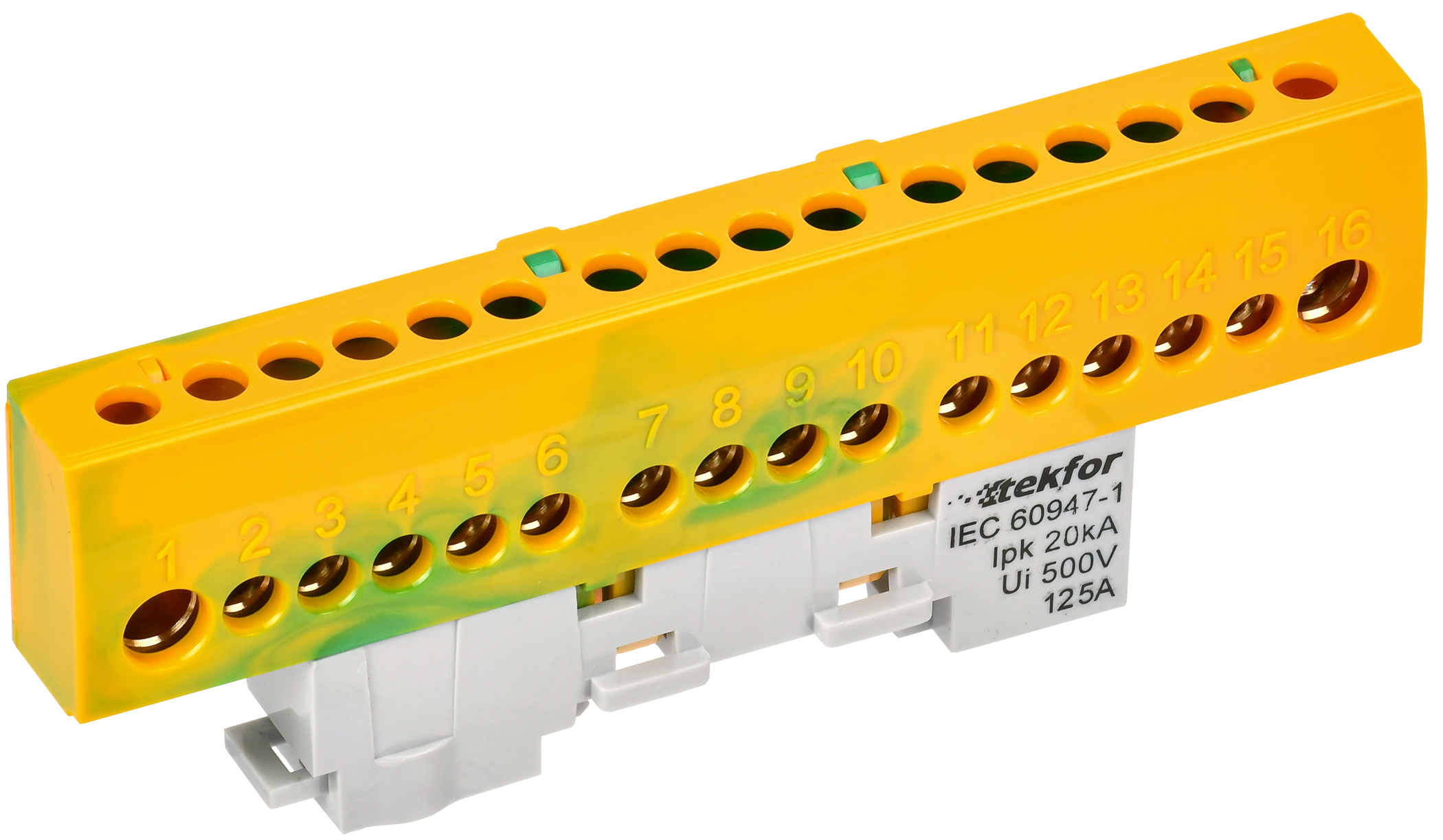 TEKFOR Шина PE "земля" изолированная на универсальном держателе 8х12-16-ЖЗ IEK TF-NN20-16-KL-K52