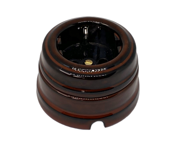 Розетка ретро фарфоровая двухполюсная с з/к, в комплекте с подъемной рамкой 16А 250В, цвет -  петров