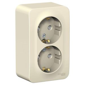 Розетка 2-м ОП Blanca 16А IP20 250В с заземл. защ. шторки с изолир. пластиной молоч. SE BLNRA011212 1210515