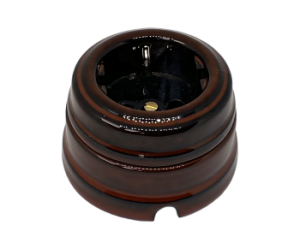 Розетка ретро фарфоровая двухполюсная с з/к, в комплекте с подъемной рамкой 16А 250В, цвет -  петров GE70301-46