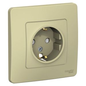 Розетка 1-м СП Blanca 16А IP20 250В с заземл. защ. шторки беж. SE BLNRS001117 520090