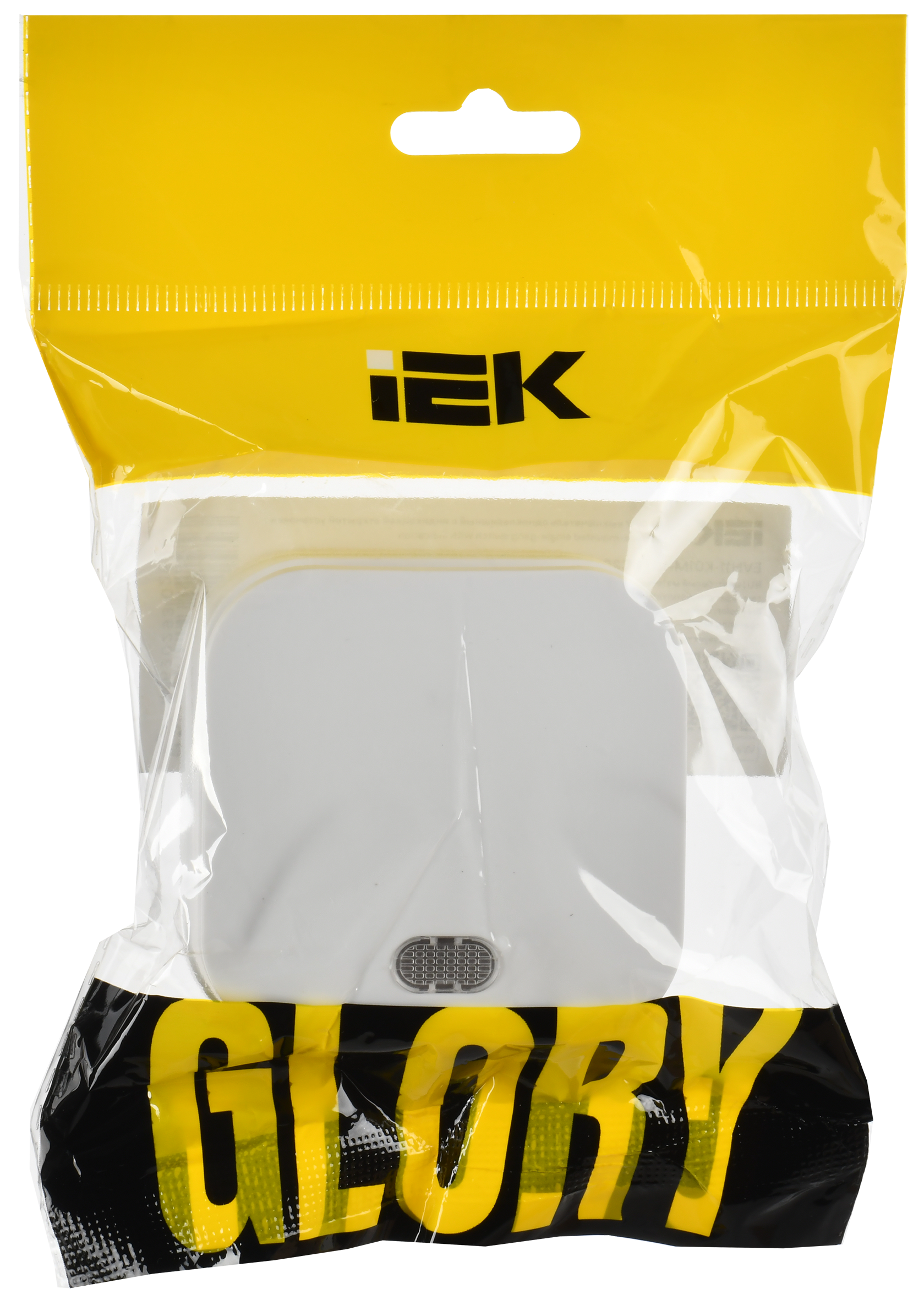 GLORY Выключатель 1-клавишный для открытой установки с индикацией 10А ВС20-1-1-ХБм белый матовый IEK - Фото 2