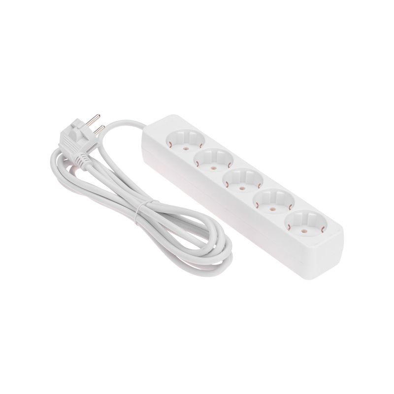 Удлинитель 5 гнезд, 3м, 3х0,75мм², с/з, белый PROconnect 13-4212