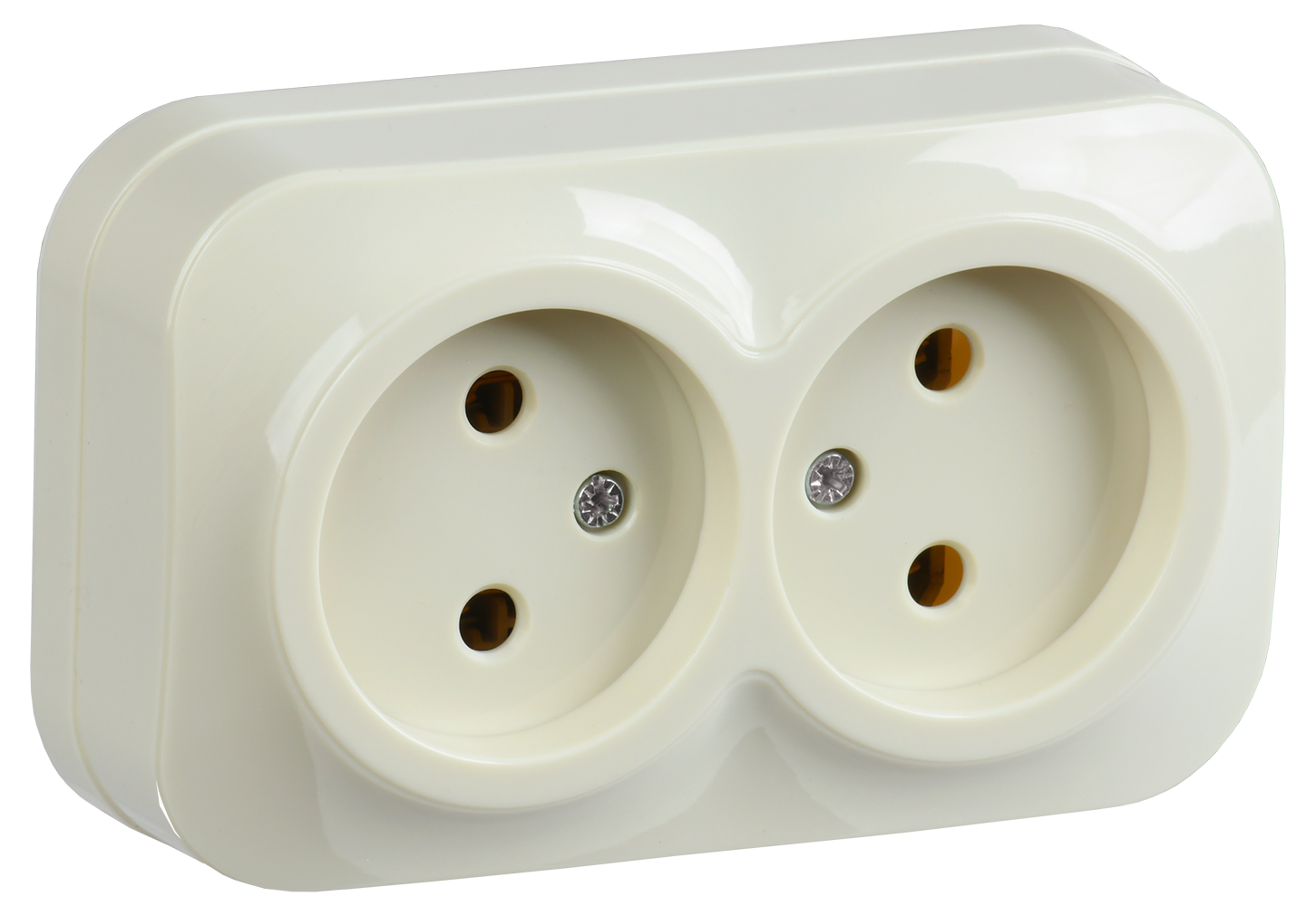 GLORY Розетка 2-местная для открытой установки без заземления без защитных шторок 10А РС22-2-ХК кремовый IEK ERH20-K33-10