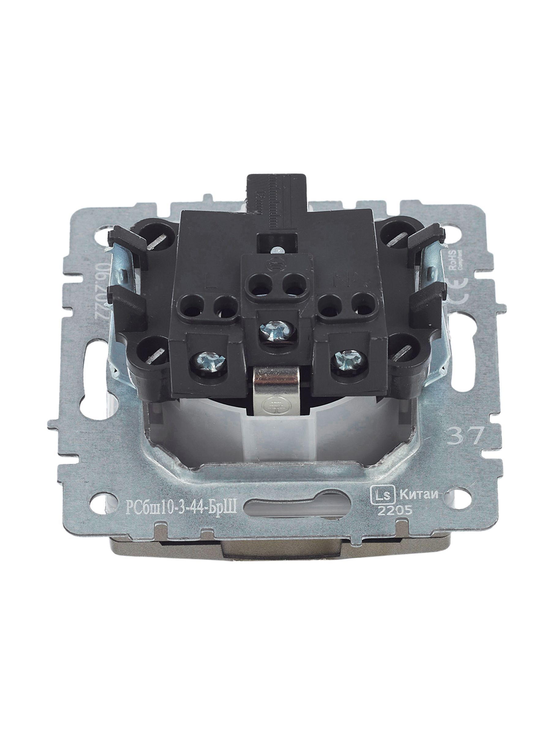 BRITE Розетка 1-местная с заземлением с защитными шторками и крышкой 16А IP44 РСбш10-3-44-БрШ шампань IEK - Фото 6